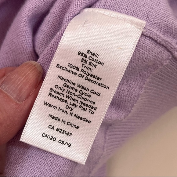 Talbots Lavender white Peter Pan collar cotton silk sweater Coquette Girl - Picture 11 of 16